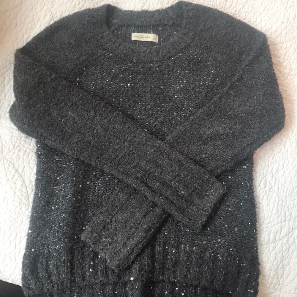 A&F gray sweater with subtle sparkle